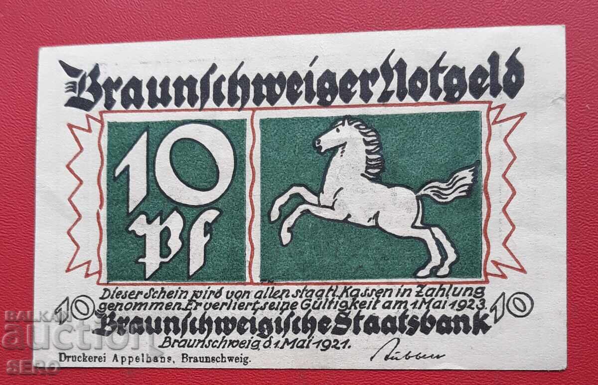 Bancnotă-Germania-Braunschweig-10 pfennigi 1921