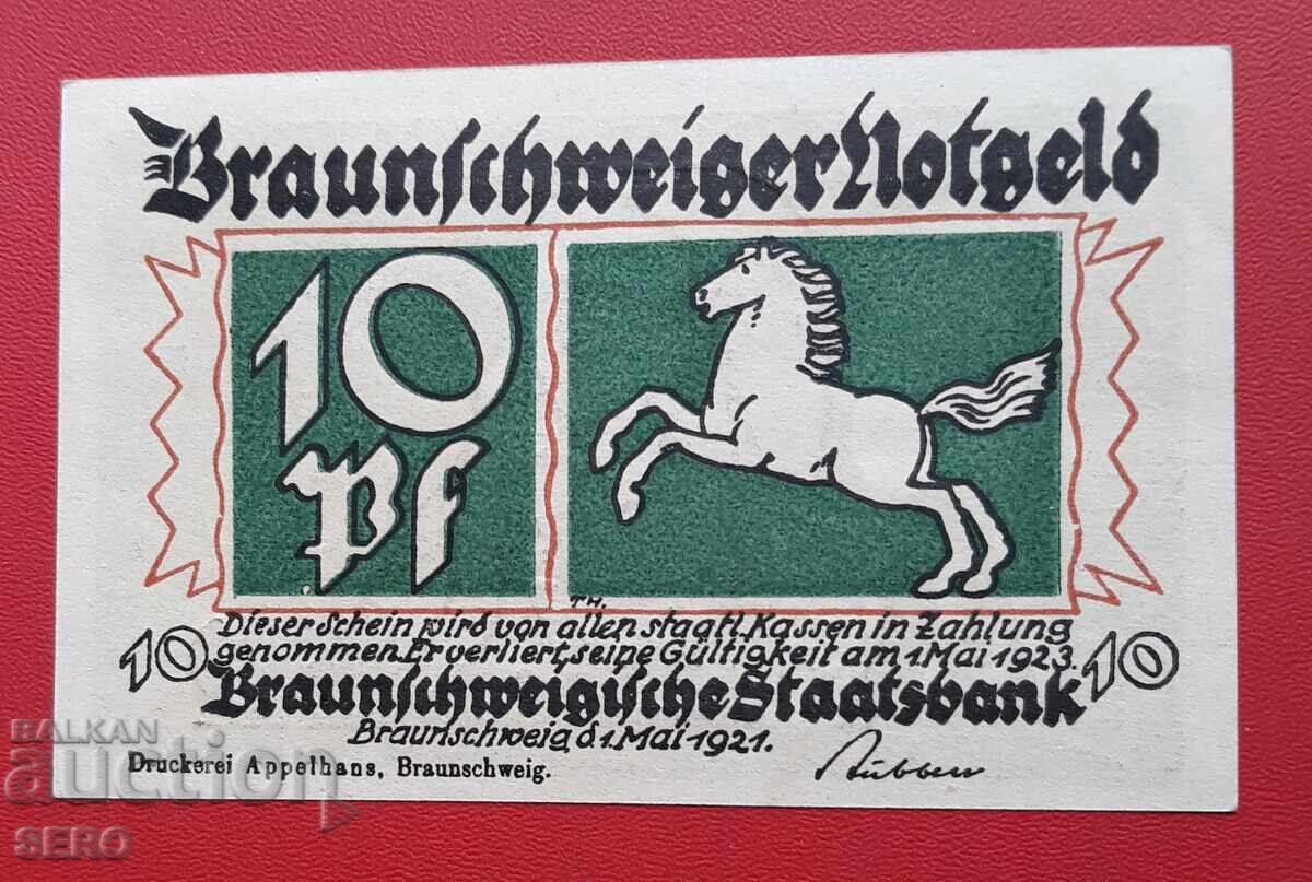 Bancnotă-Germania-Braunschweig-10 pfennigi 1921