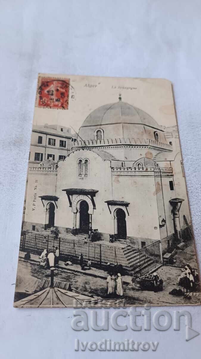 Carte poștală Sinagoga din Alger 1908