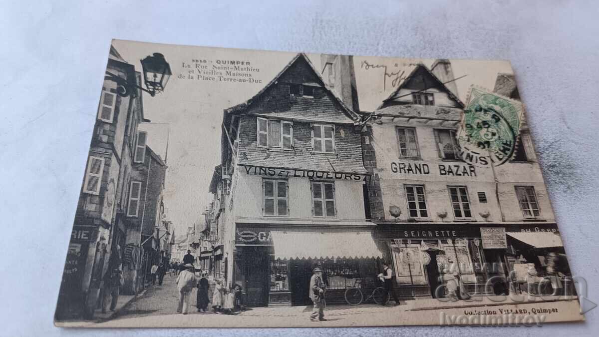 Postcard Quimper La Rue Saint-Mathieu 1907