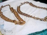 2 buc lanțuri vechi damascate, placate cu aur, circa 100g