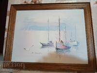 Όμορφος πίνακας με αυθεντική ξύλινη κορνίζα 47/37 εκ