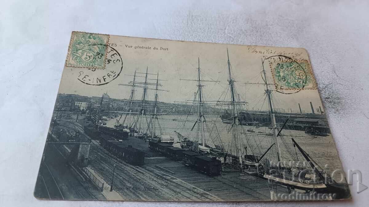Пощенска картичка Nantes Vue Generale du Port 1906