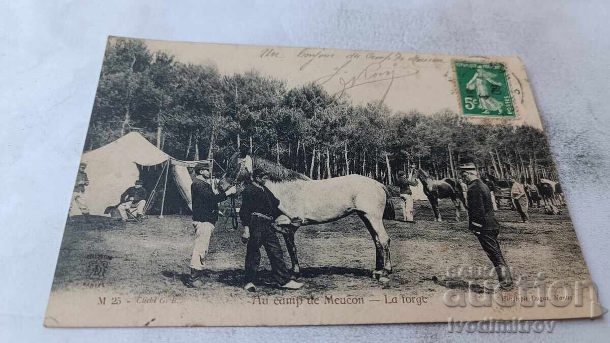 Пощенска картичка Au Camp de Meucon La Forge 1909