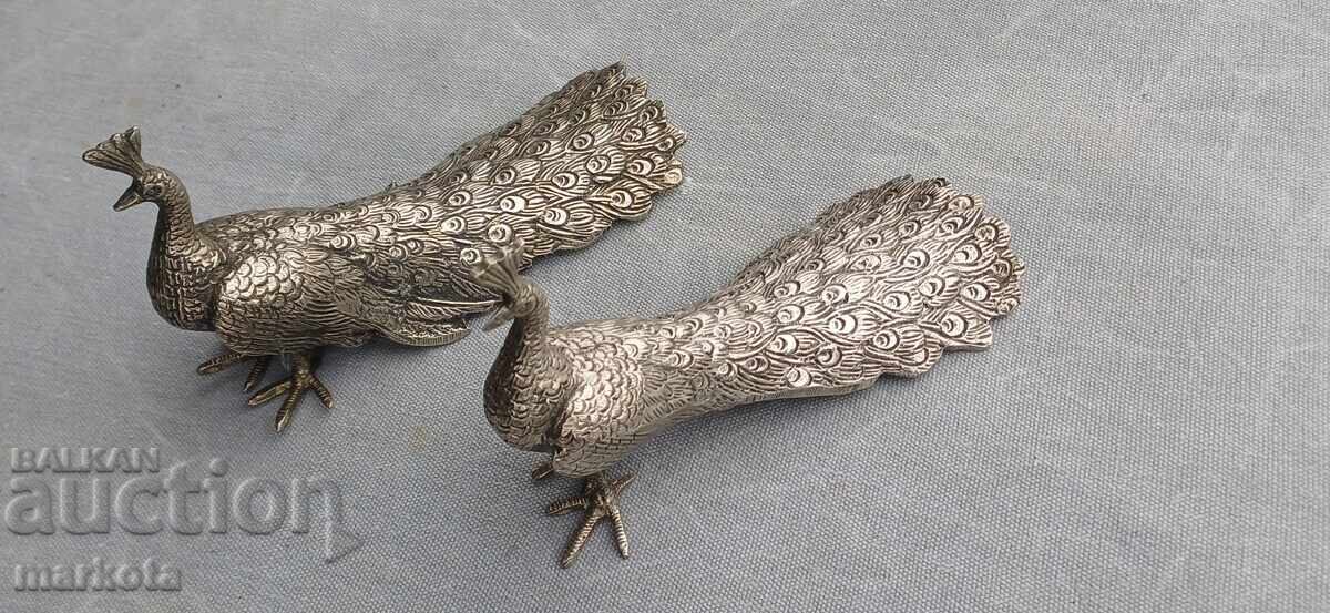 Antique bronze peacocks - white bronze