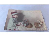 Carte poștală Dans les Tranchees 1915