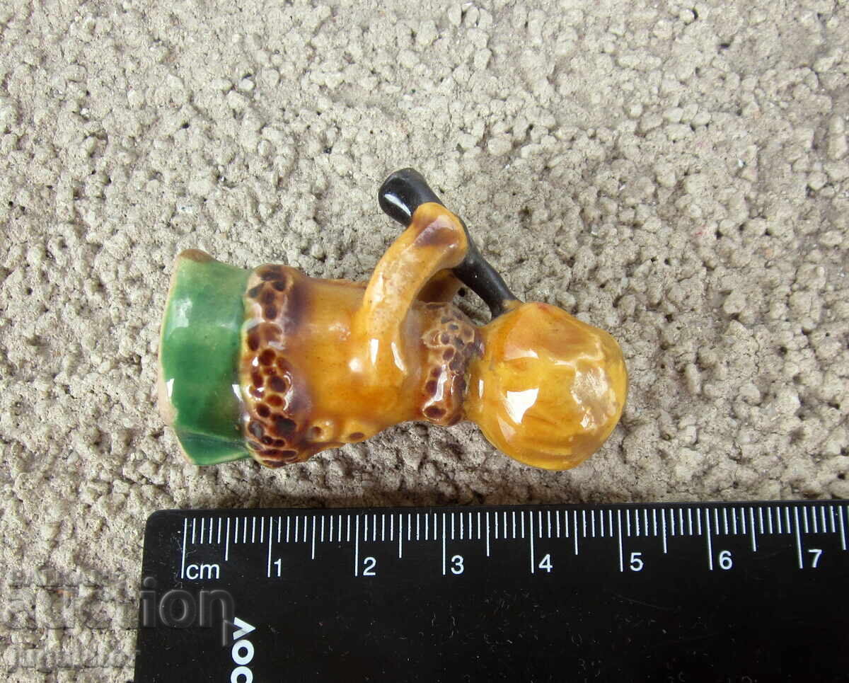 παλιά βουλγάρικη λαογραφική μικρή κεραμική φιγούρα - 6