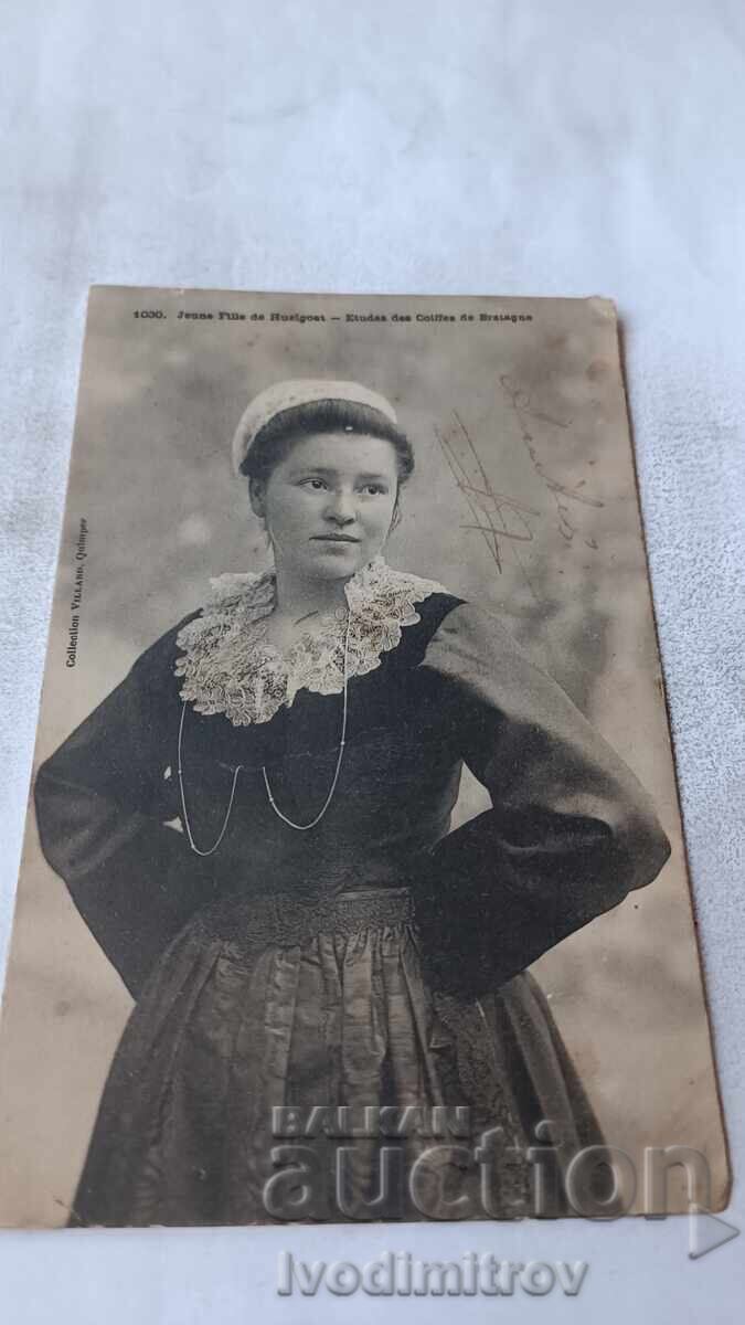 Пощенска картичка Jeune Fille de Huelgoat 1906
