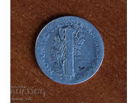 Mercury Dime, Меркурий дайм 1928 г., сребро, САЩ