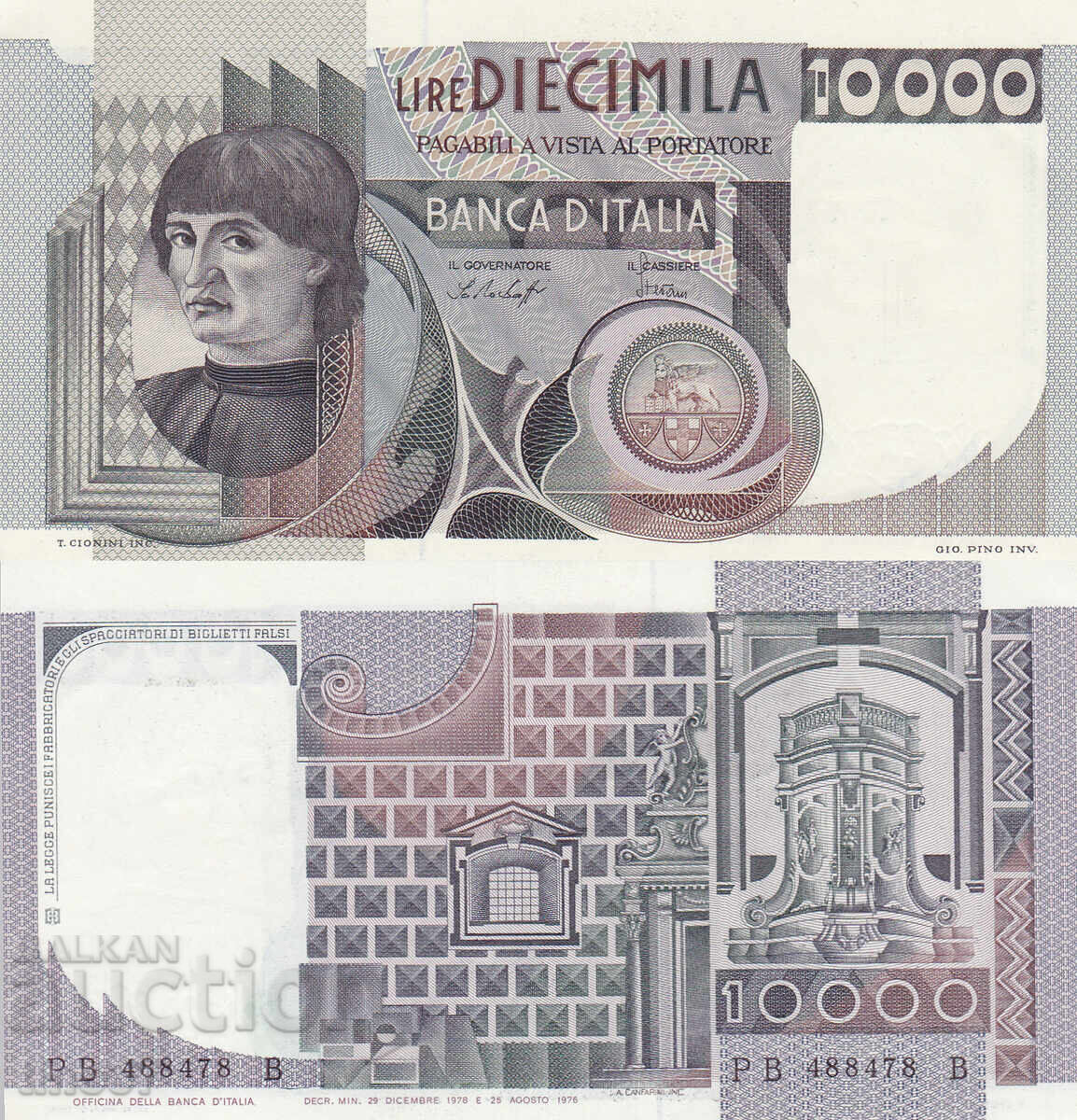 tino37- ΙΤΑΛΙΑ - 10000 ΛΙΡΕΣ - 1978 - UNC