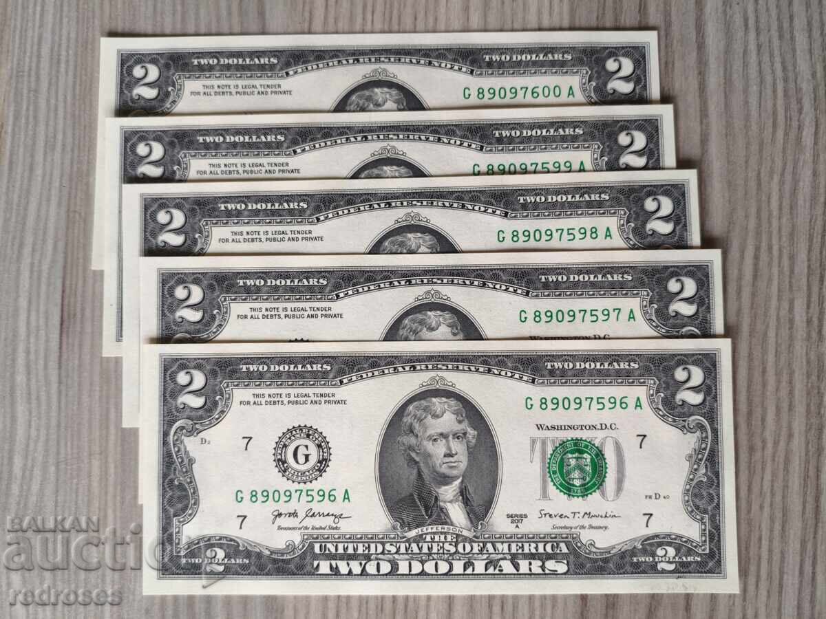 2 dolari SUA, 2017 (lot de 5 bucăți)