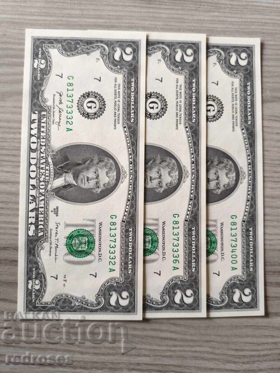 2 δολάρια ΗΠΑ, 2017 (παρτίδα 3 τεμαχίων)