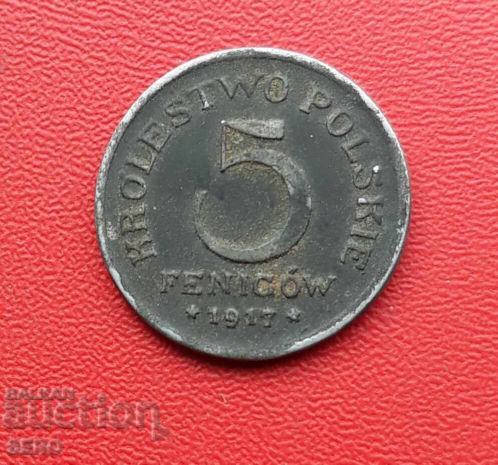 Γερμανία/για την Πολωνία/-5 πφένιγκ 1917 F-Στουτγκάρδη
