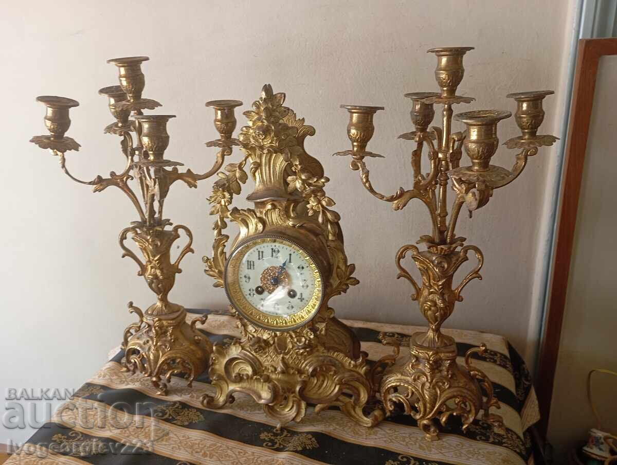 Комплект часовник със свещници рококо