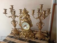 Комплект часовник със свещници рококо