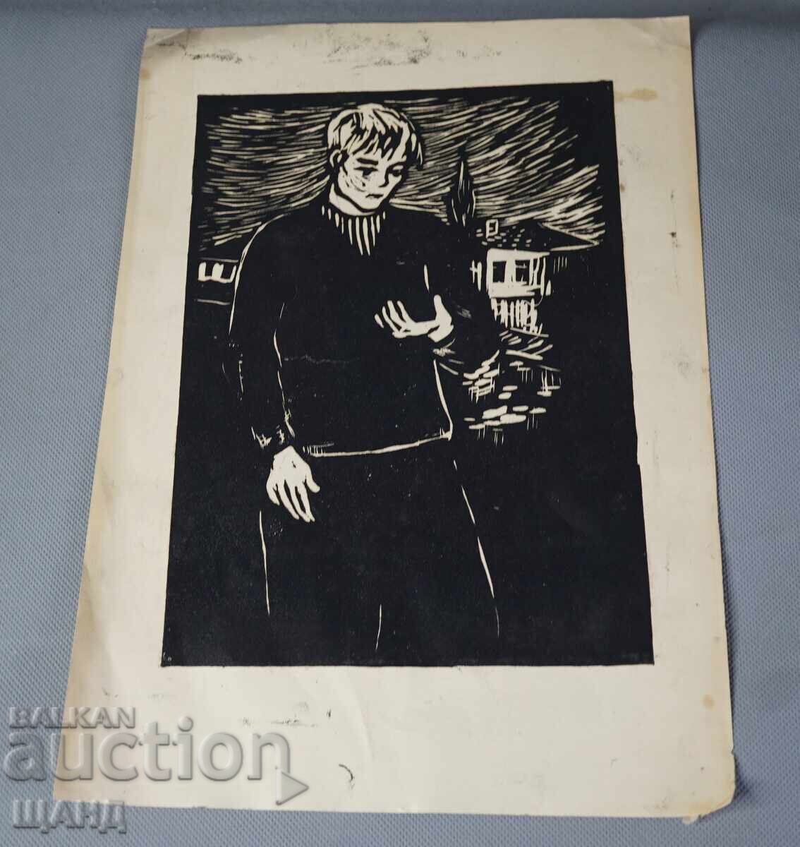 Desen vechi de maestru, litografie, grafică, portret