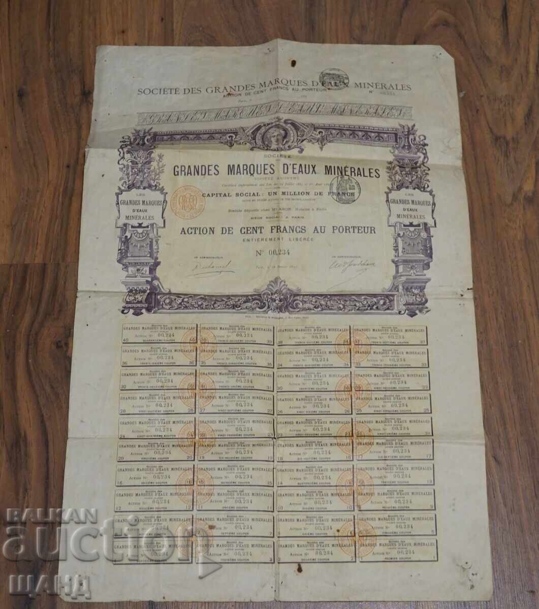 1895 France document share 100 francs