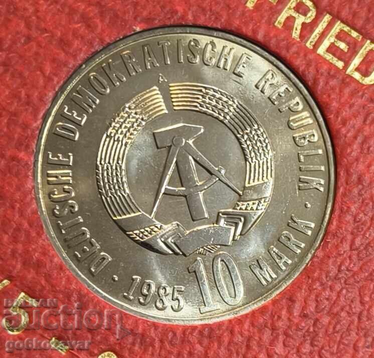 Δημοπρασία 10 μάρκα 1985 Απελευθέρωση από τον φασισμό ST με κόκκινη ένθετη θήκη!