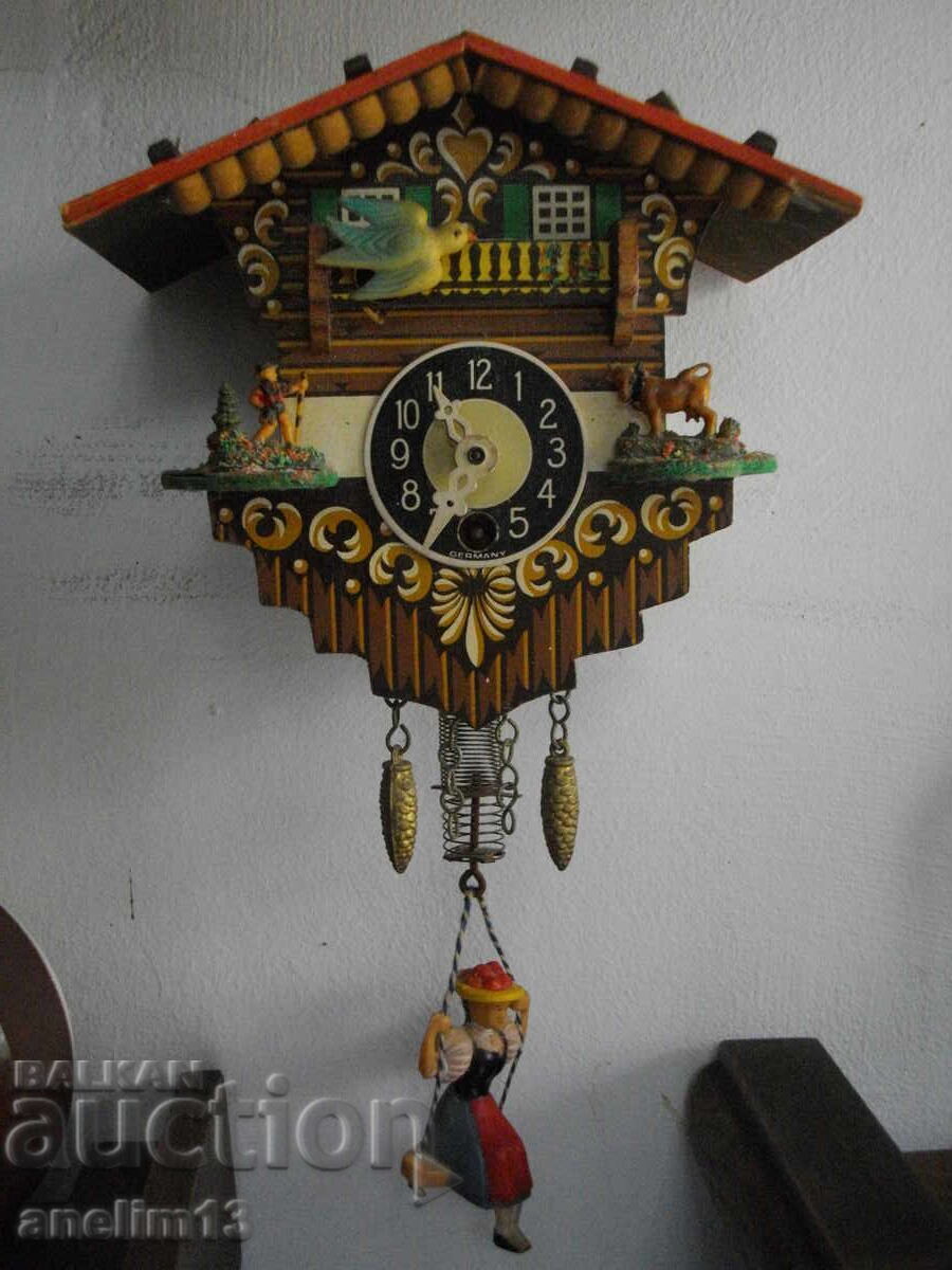 OLD SMALL BLACK FOREST TYROLEAN WALL CLOCK