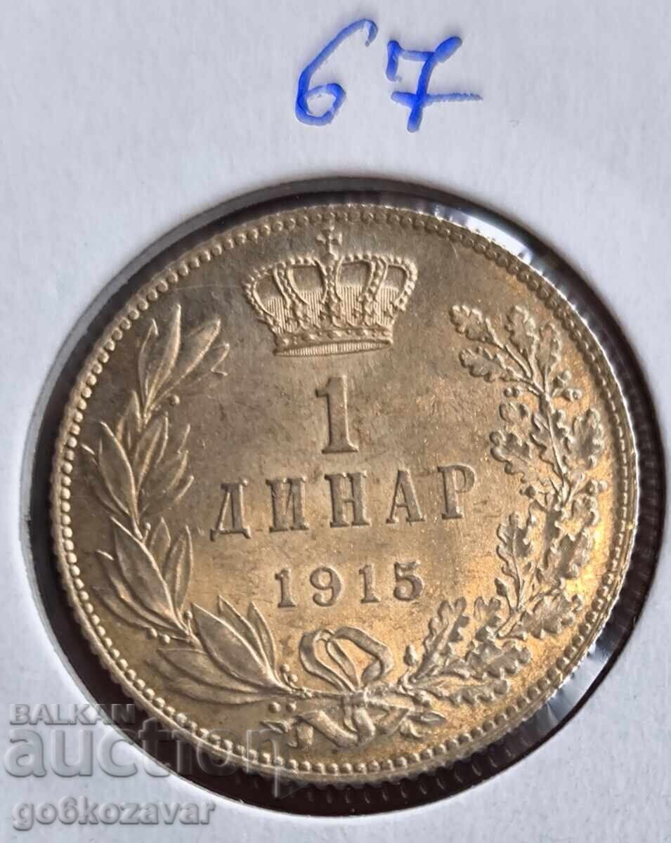 Serbia 1 dinar 1915 Argint ! UNC Monedă de top !