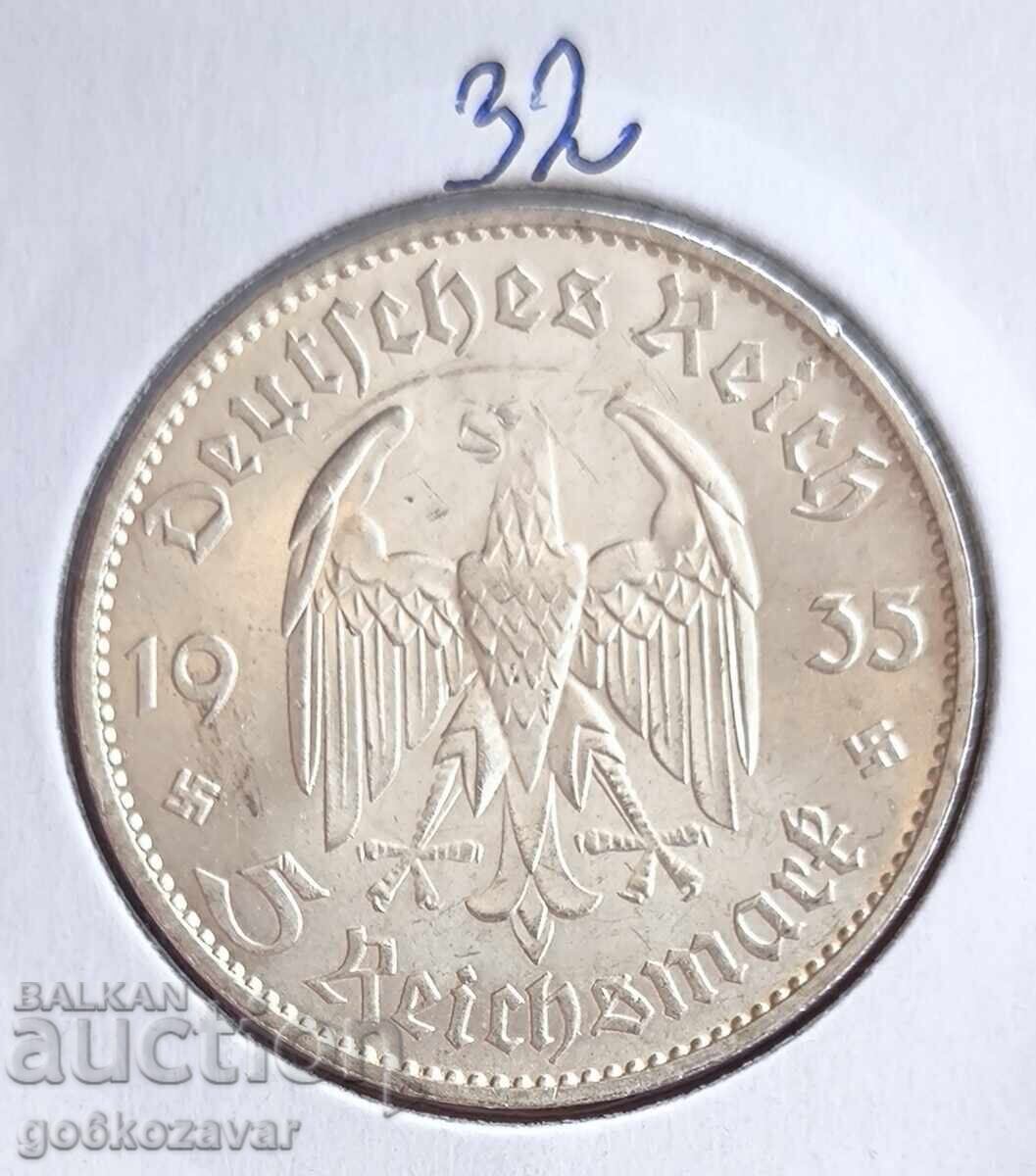 Γερμανία Τρίτο Ράιχ 5 μάρκα 1935 Ασήμι ! UNC !