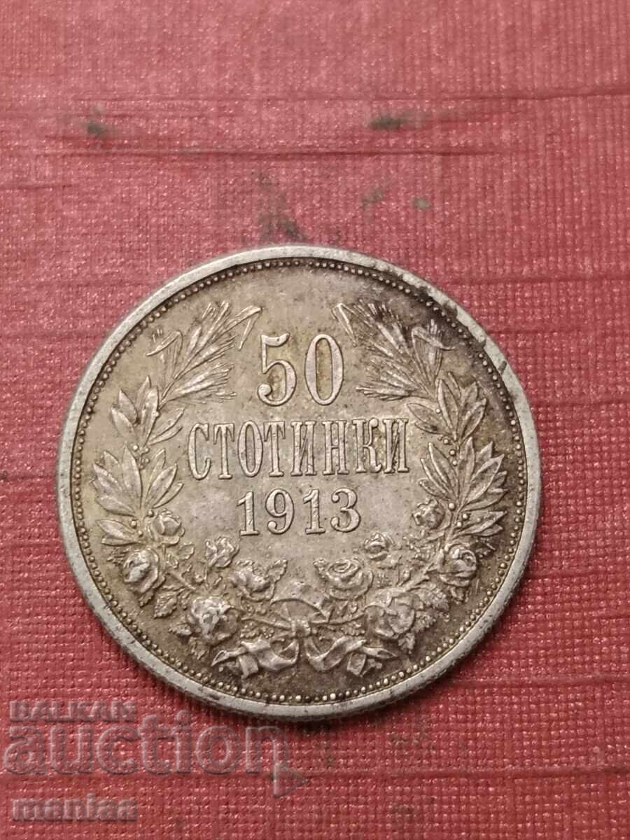 50 stotinki 1913 Silver