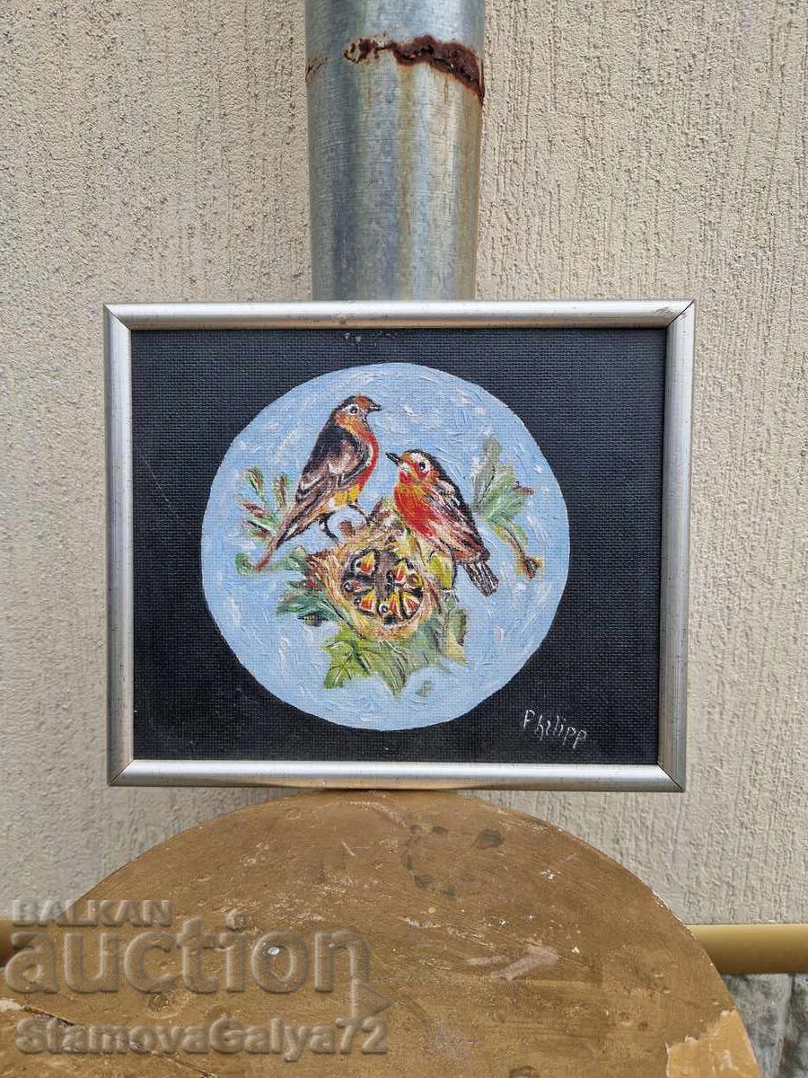 Εξαιρετικός αντικέ πίνακας ζωγραφικής με λάδι σε ινοσανίδα