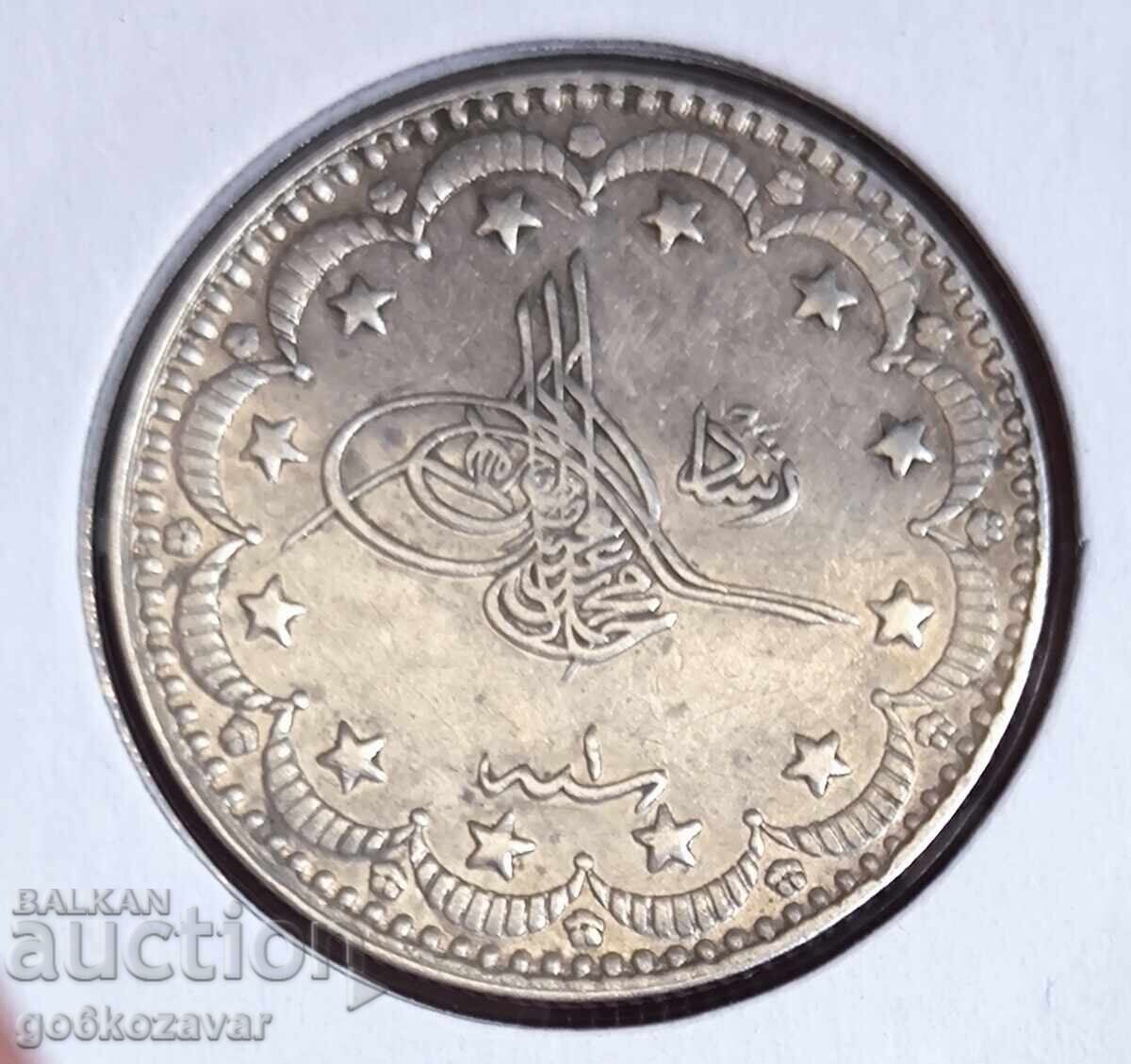 Οθωμανική Αυτοκρατορία 5 κουρούς 1327 (1909) Ασημένιο κορυφαίο νόμισμα! με τιμή € 45.00 | 88.01 BGN