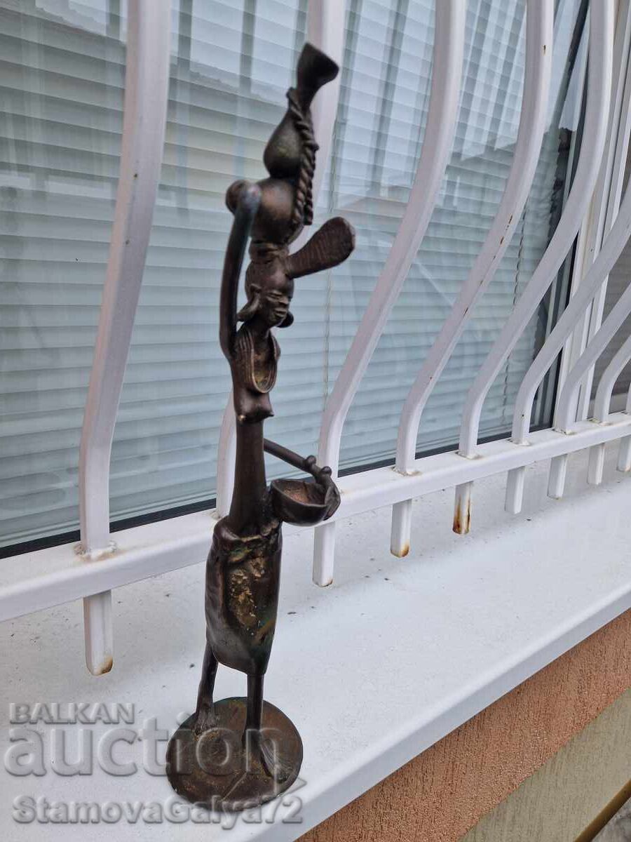 Παράδοση Εξαιρετικό αντίκα αφρικανικό χάλκινο ειδώλιο/γλυπτό