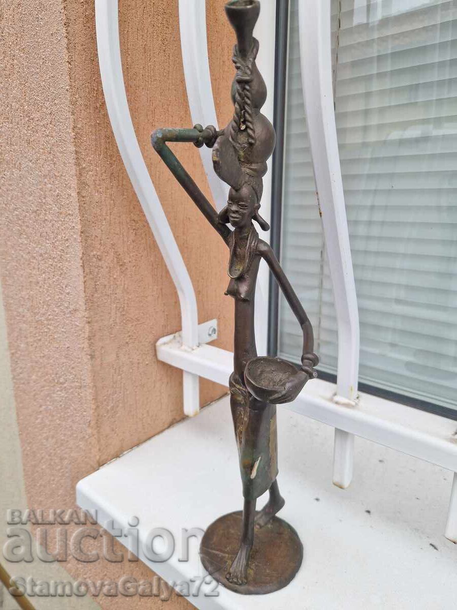 Εξαιρετικό αντίκα αφρικανικό χάλκινο ειδώλιο/γλυπτό - 5