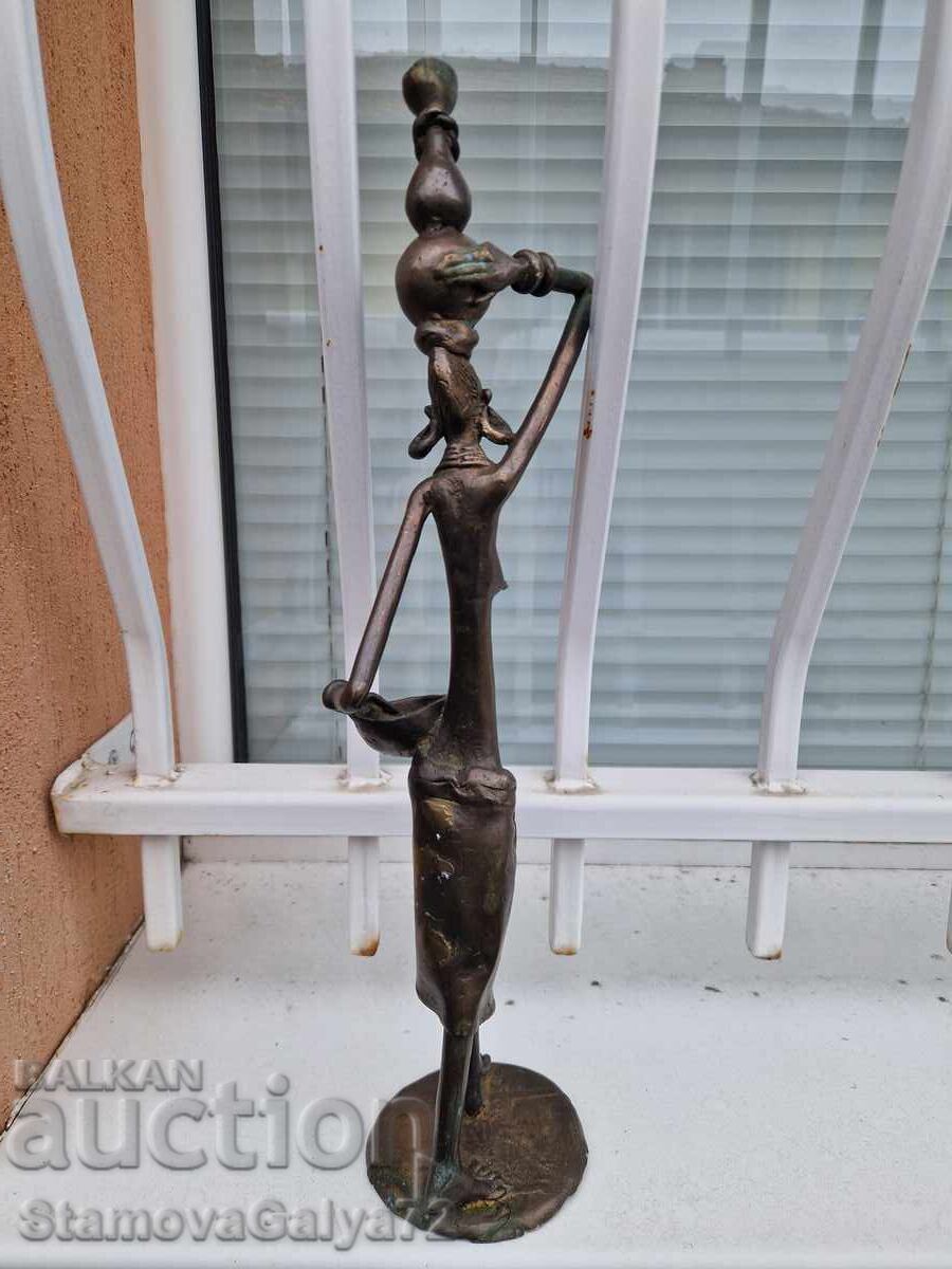 Εξαιρετικό αντίκα αφρικανικό χάλκινο ειδώλιο/γλυπτό - 6