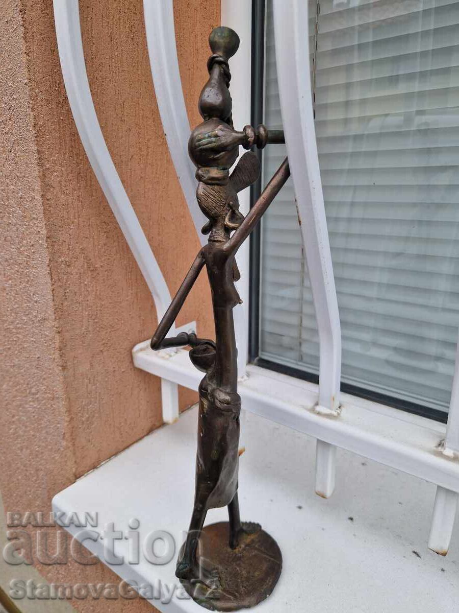 Εξαιρετικό αντίκα αφρικανικό χάλκινο ειδώλιο/γλυπτό - 7