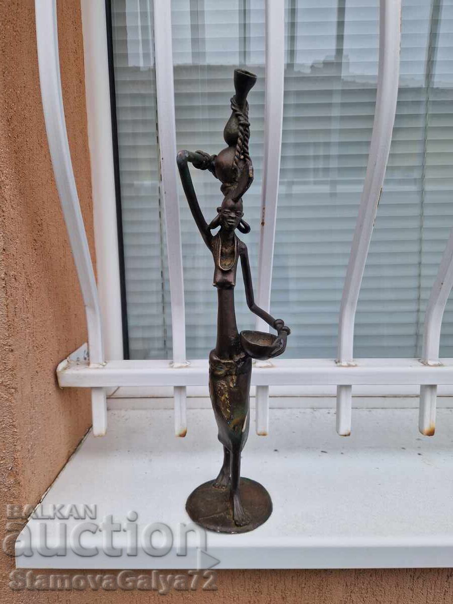 Εξαιρετικό αντίκα αφρικανικό χάλκινο ειδώλιο/γλυπτό