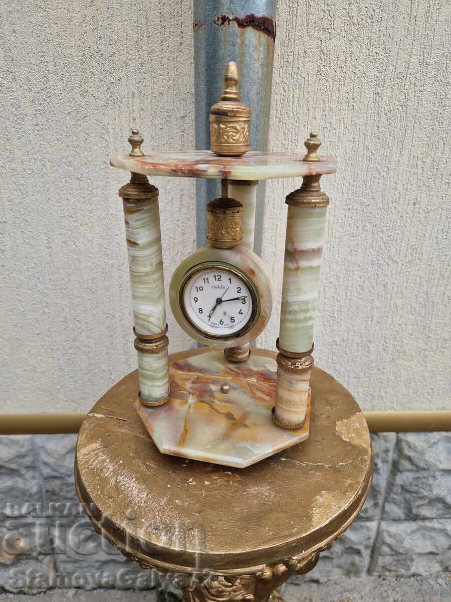 Уникален антикварен немски каминен часовник RUHLA