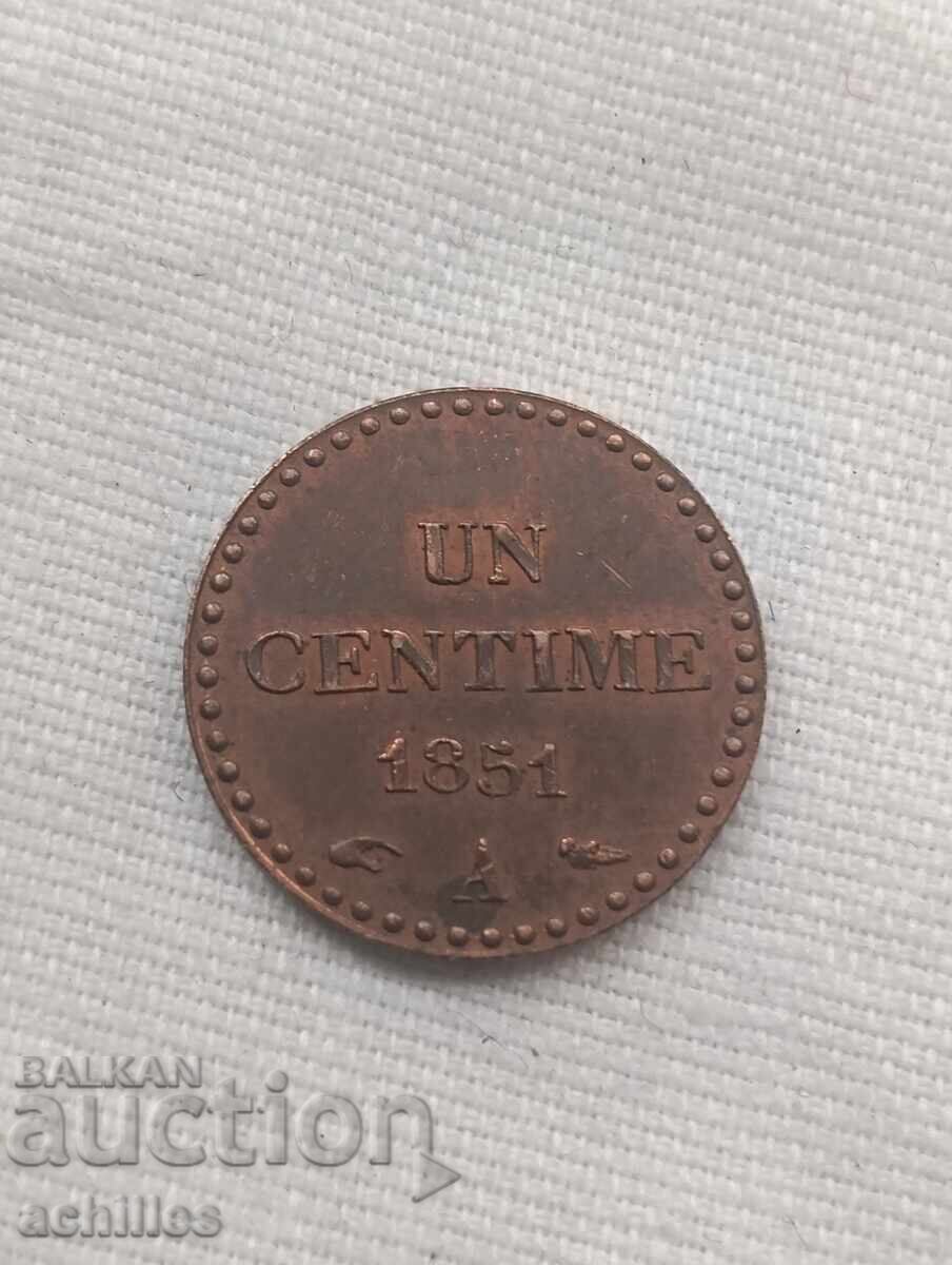 Monedă de cupru un centime 1851