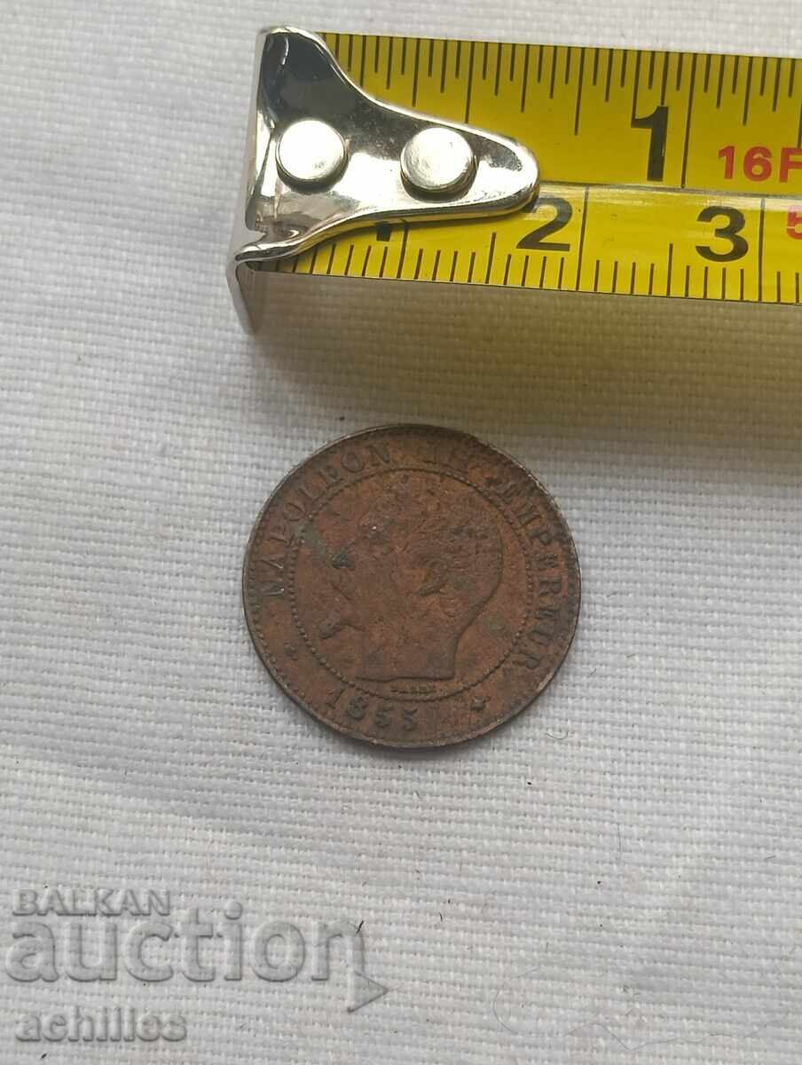 Auction  French copper coin deux centimes 1855
