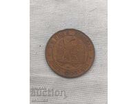 French copper coin deux centimes 1855