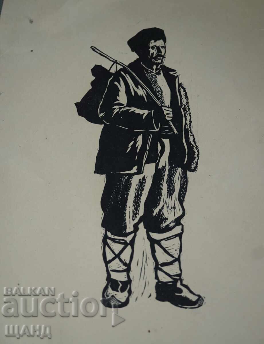 Desen vechi de maestru, grafică, litografie, bărbat cu preț € 5.74 | 11.23 BGN