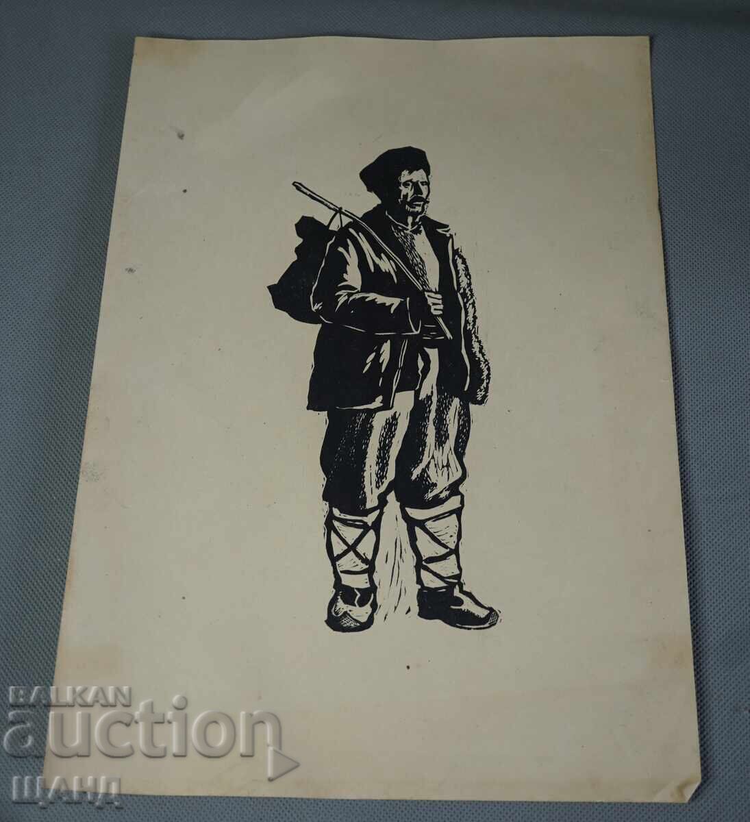 Desen vechi de maestru, grafică, litografie, bărbat