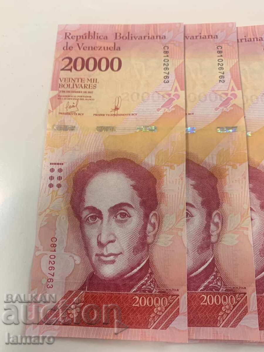 Παρτίδα 10 τραπεζογραμματίων 20000 μπολιβάρ Βενεζουέλας UNC
