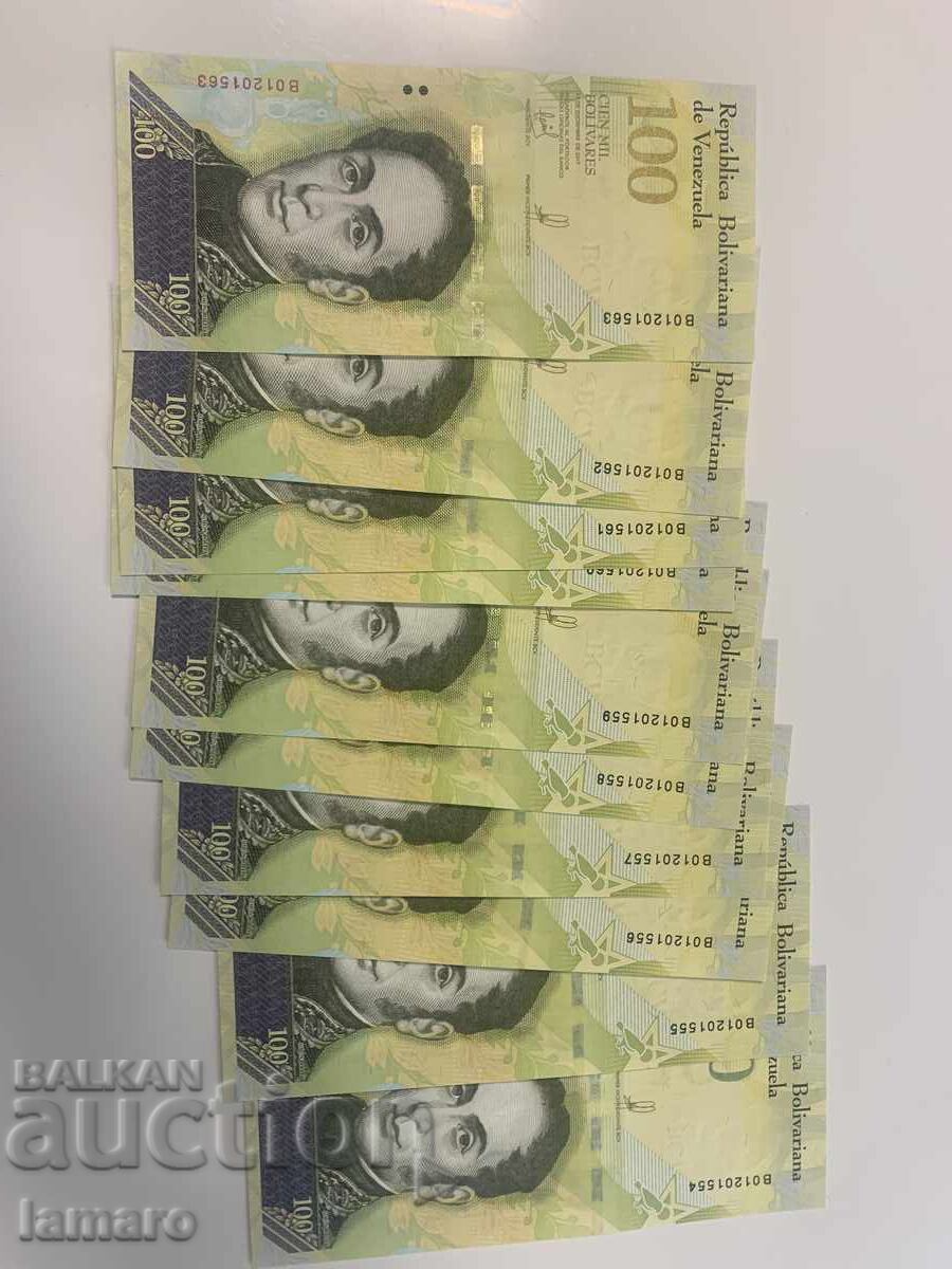 Lot of 10 banknotes 100,000 bolivares Venezuela UNC with price € 20.00 | 39.12 BGN