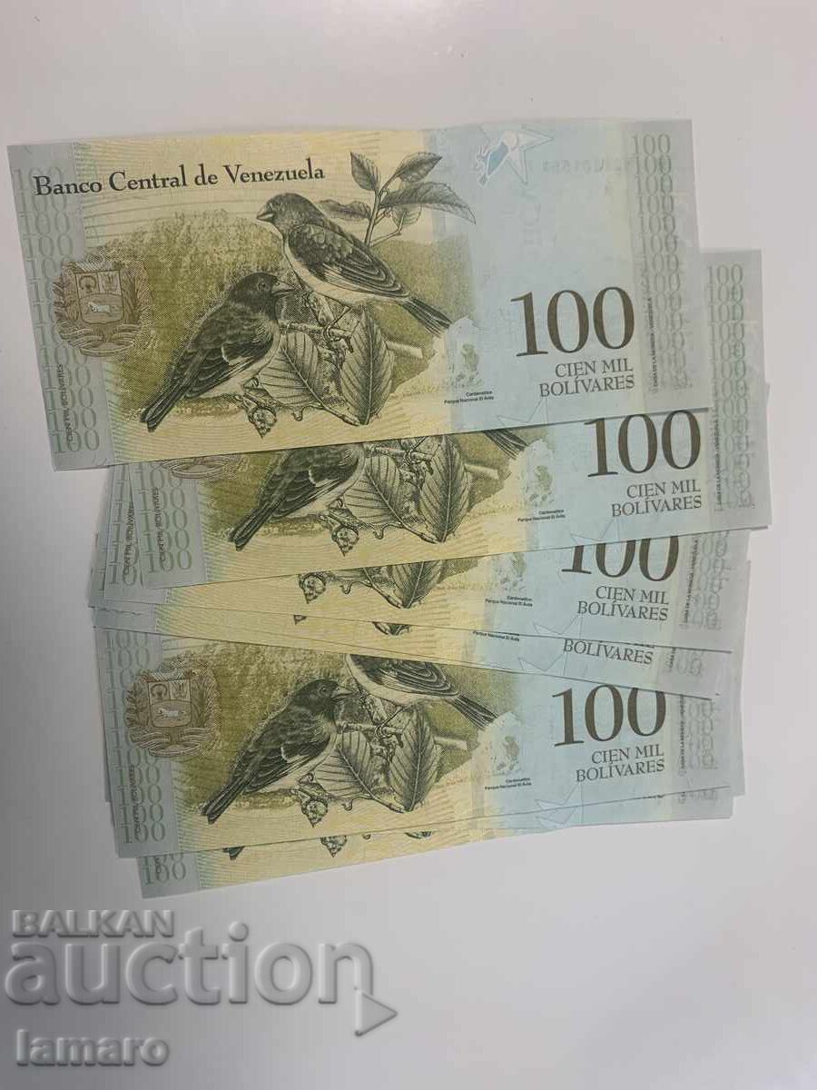Delivery of Lot of 10 banknotes 100,000 bolivares Venezuela UNC