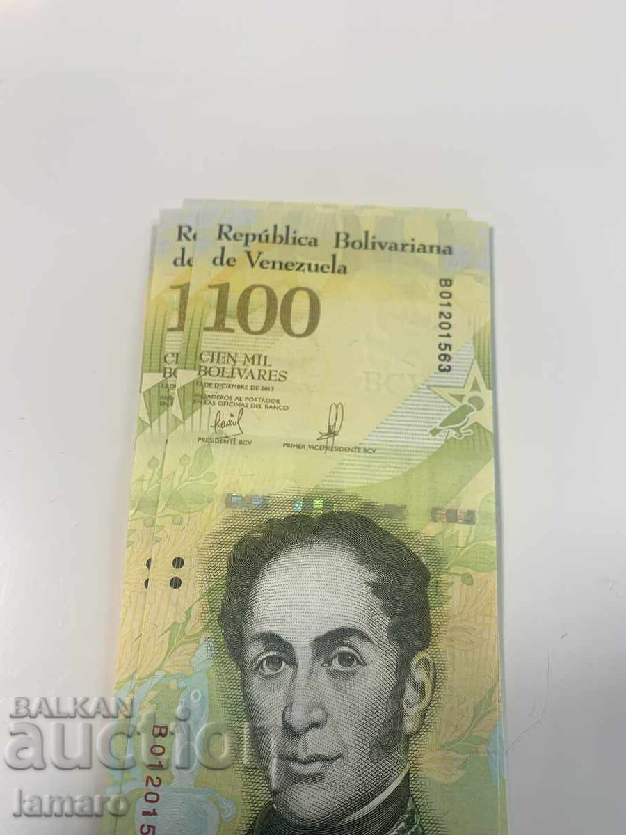 Lot of 10 banknotes 100,000 bolivares Venezuela UNC