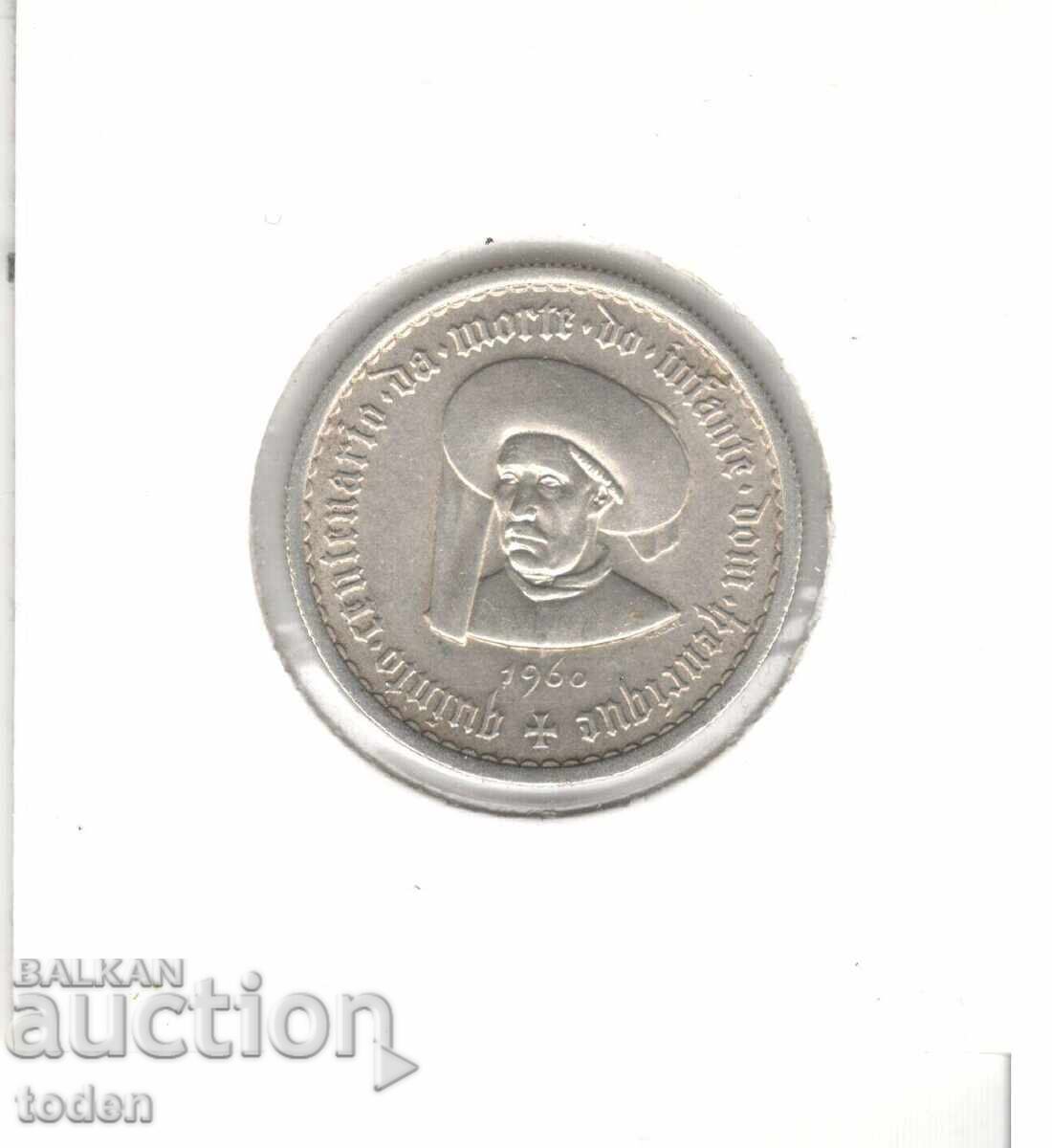 Auction  Portugal-5 Escudos-1960-KM#587-Prince Henry the Navigator-Silver
