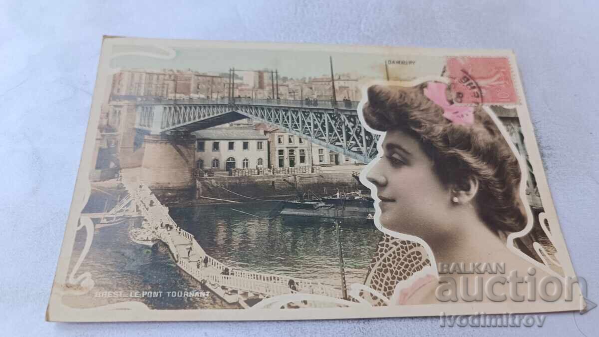 Postcard Brest Le Pont Tournant 1906