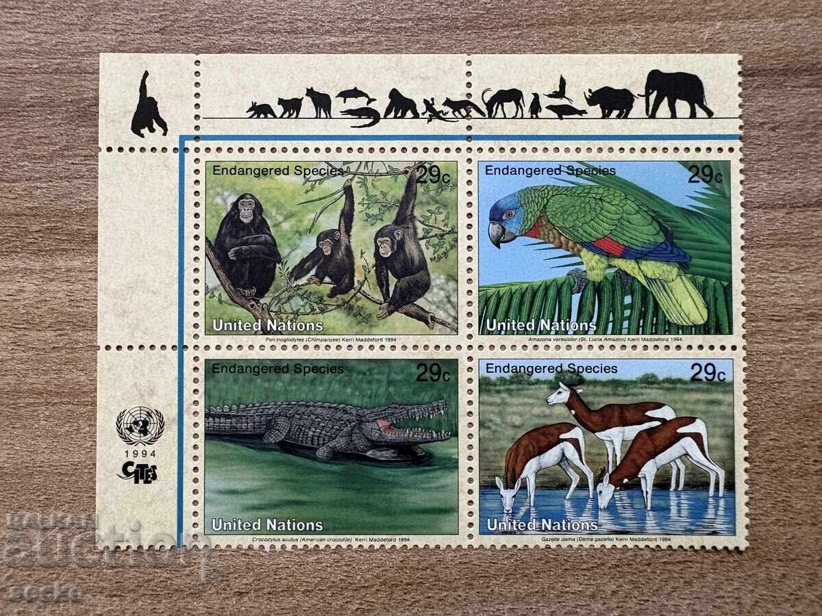 ONU New York - Animale pe cale de dispariție (1994) MNH