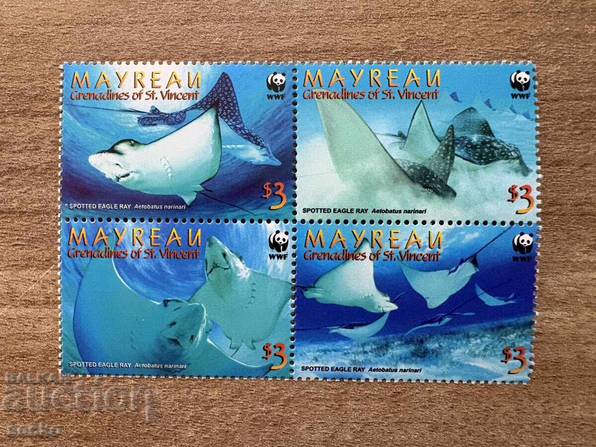 Mayreau - WWF - Raie pete (2009) MNH