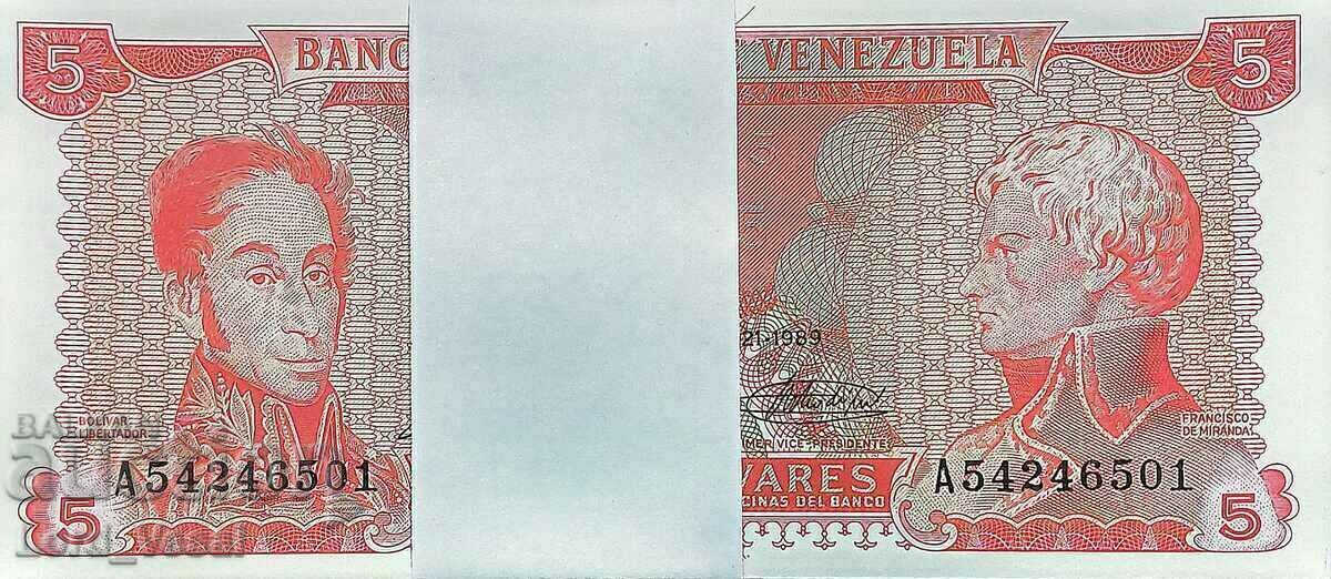 Licitație Venezuela - 5 Bolívares 1989 OB UNC - P# 70 UNC /c