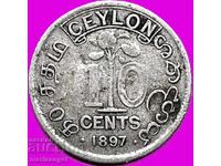 Цейлон 10 цента 1897 Великобритания Виктория сребро