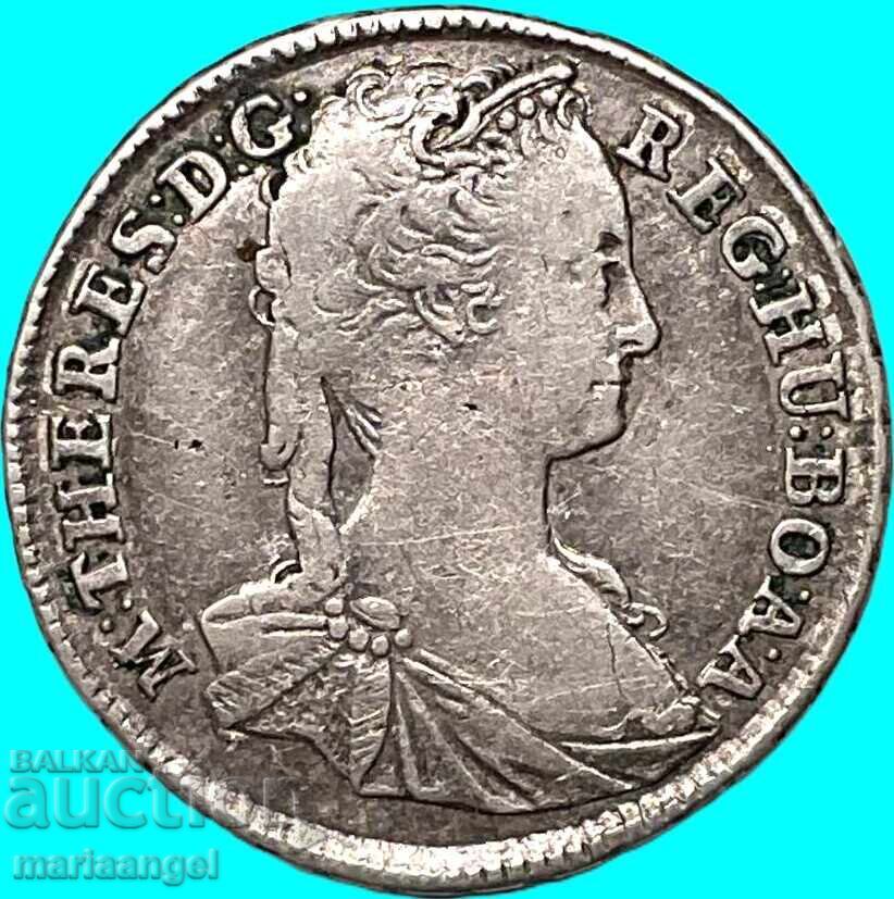 15 creițari 1743 Ungaria 8.11g Maria Terezia argint - 6
